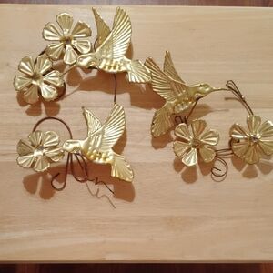 Gold Hummingbird and Flower Wall Decor